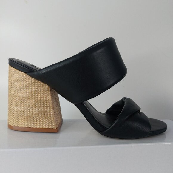 STEVE MADDEN Leather Sandals Sz 8.5 Black Padded Strap Block Heel Brazil REVOLVE - Picture 8 of 16